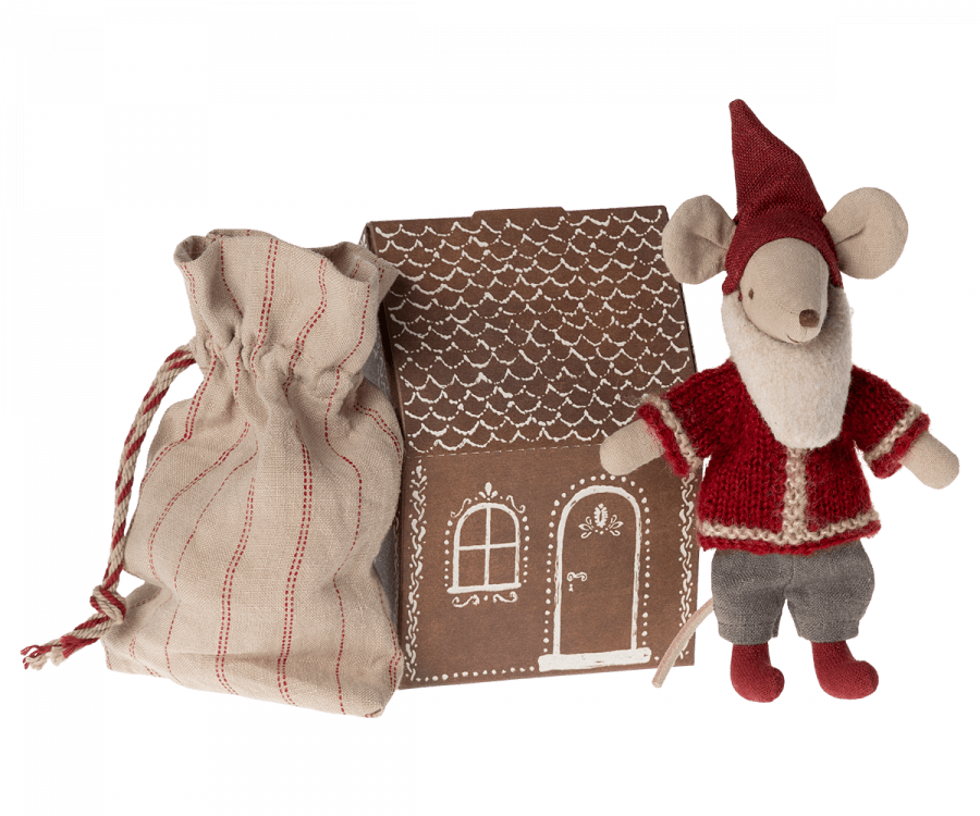 Nikolaus Maus mit Sack und Haus